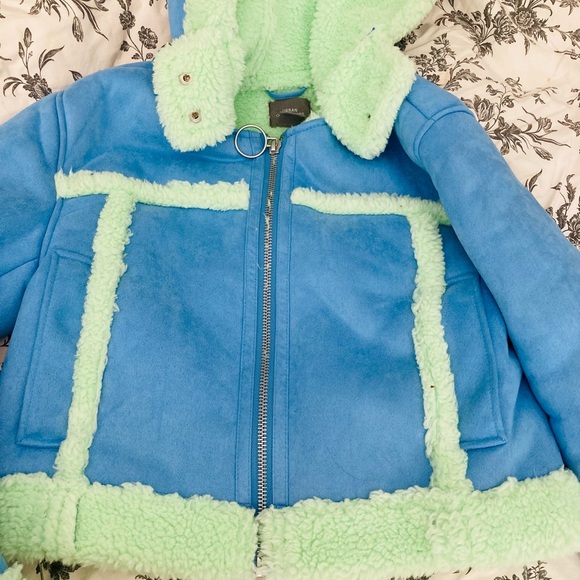 Urban Outfitters Jackets & Blazers - Blue and Green faux sheepskin Jacket